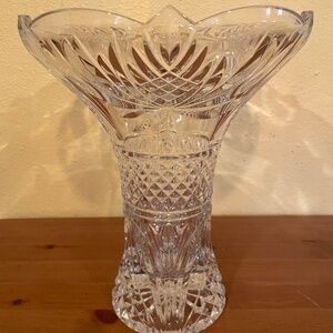 Vintage Shannon By Godinger Vase Crystal Peony 24% Lead Crystal Large 12”